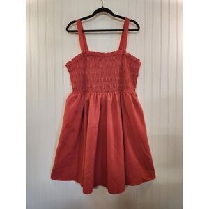 Torrid Orange Gingham Smocked Bodice Tank Top Mini Dress Size 3XL Summer Beach